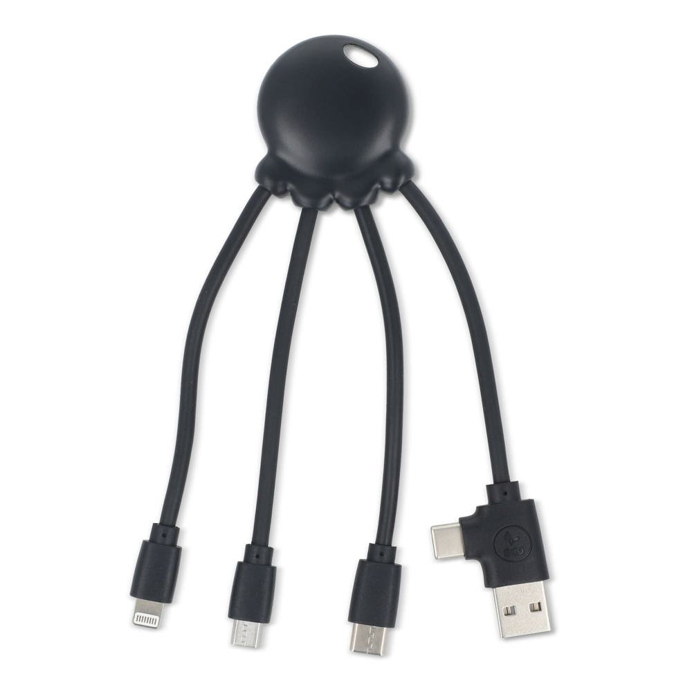 4009| Xoopar Eco Octopus Oplaadkabel Ocean Bound Plastic - zwart