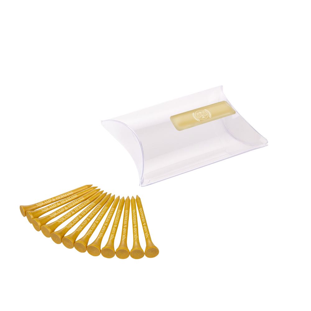 Pillowpack met 12 tees 70 mm - Goud