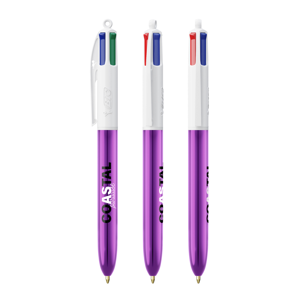 BIC® 4 Colours Shine balpen + Lanyard