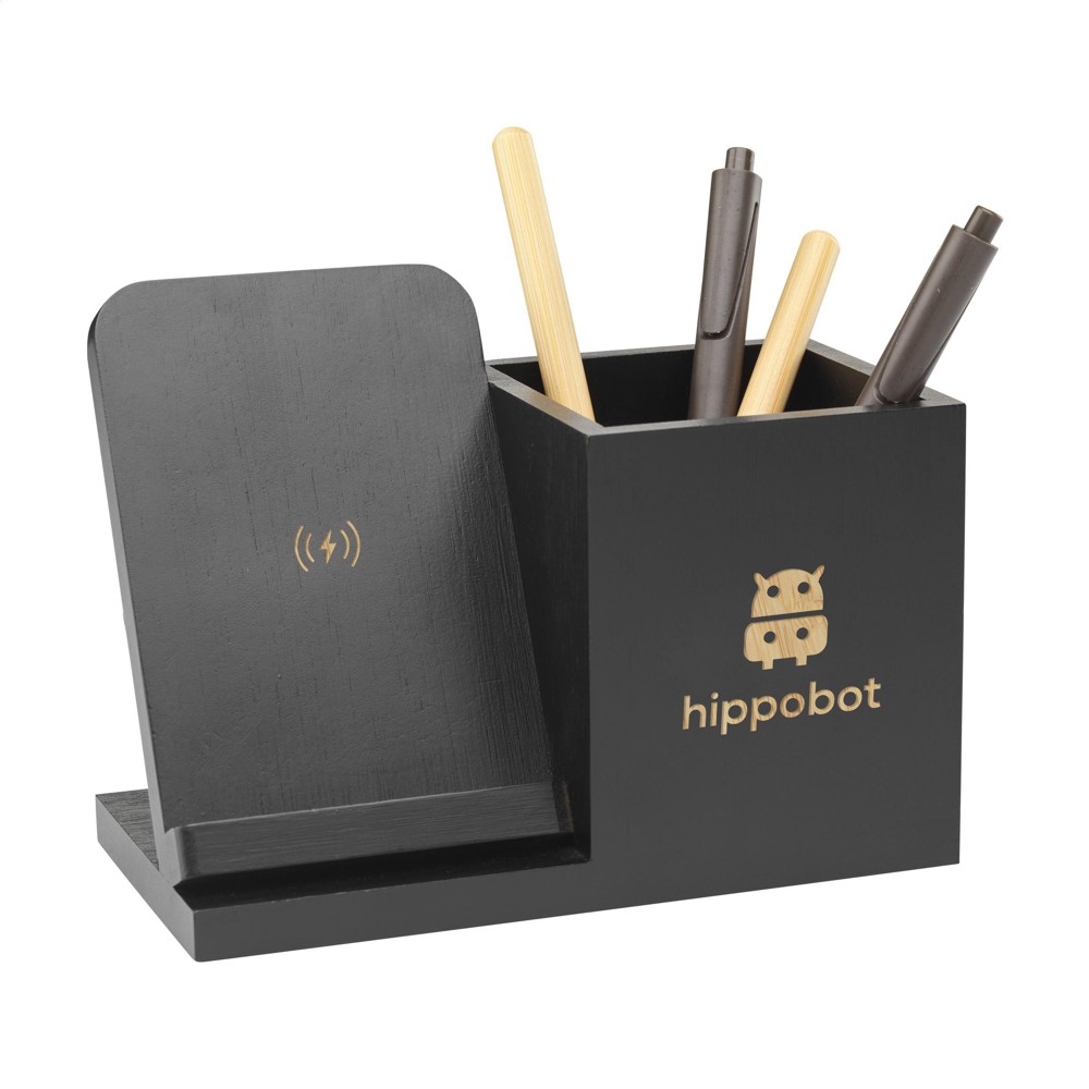 Bamboo Boss 15W draadloze oplader/penhouder - zwart (± PMS Black)