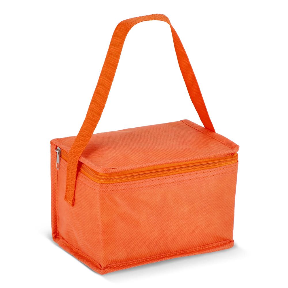 R-PET koeltas voor 6 blikjes, non-woven, 20 x 13 x 12,5 cm, 75 g/m² - Oranje