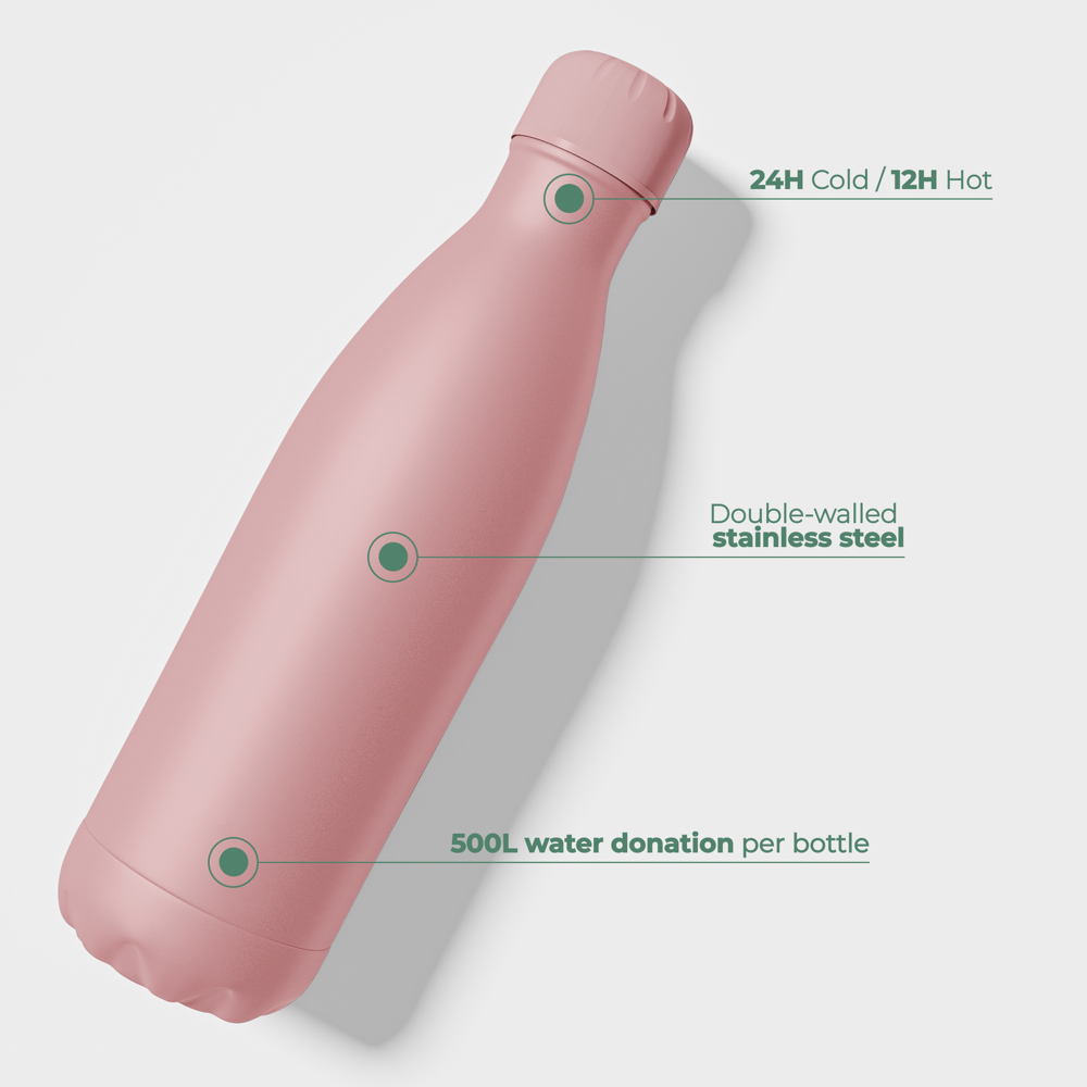 Thermosfles / Drinkfles - Roze - 500 ml