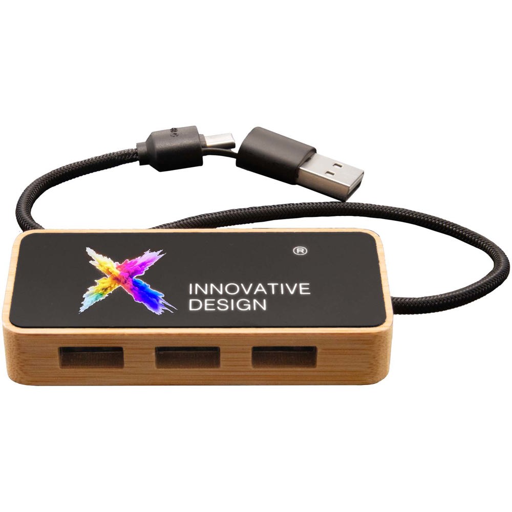 SCX.design H21 8-in-1 houten USB-hub met dubbele ingang en 6 poorten