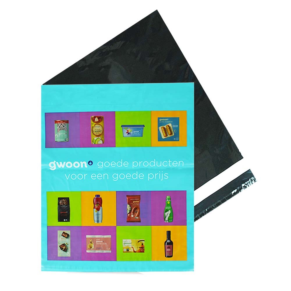 Mailbag, 30 x 40 + 5 cm klep, 100% drukoppervlak, full colour, 2 zijden Per 100 stuks