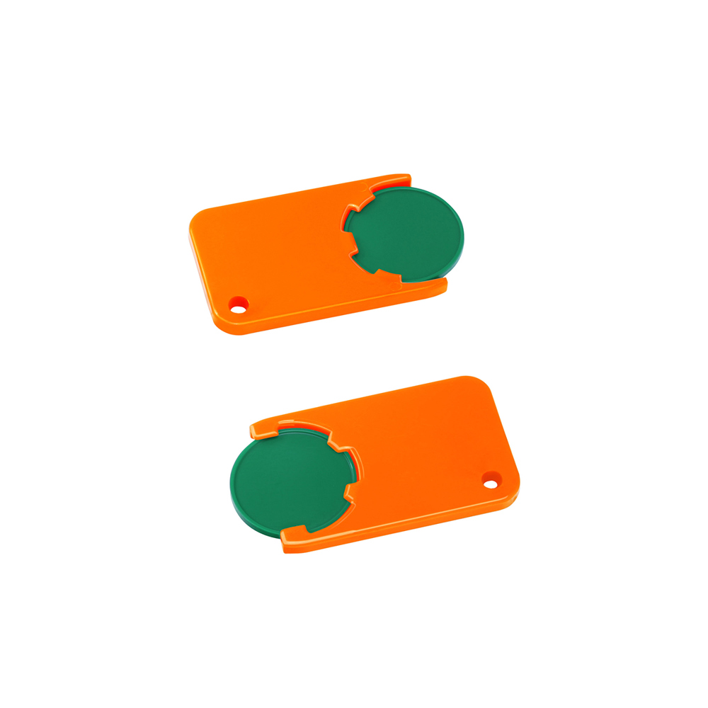 Chiphouder met winkelwagenmuntje 1€ "Beta" - groen/oranje