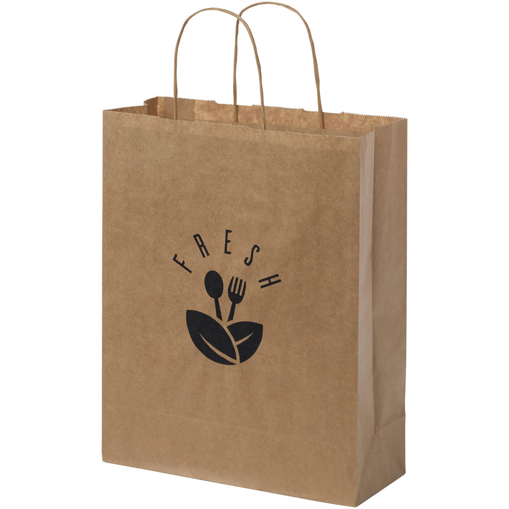 Papieren tas 80 g/m2 gemaakt van kraftpapier met gedraaide handgrepen - 25 x 11 x 32 cm - Kraftbruin