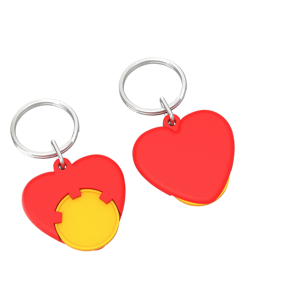 Chiphouder met winkelwagenmuntje 1€ "hart" - geel/rood