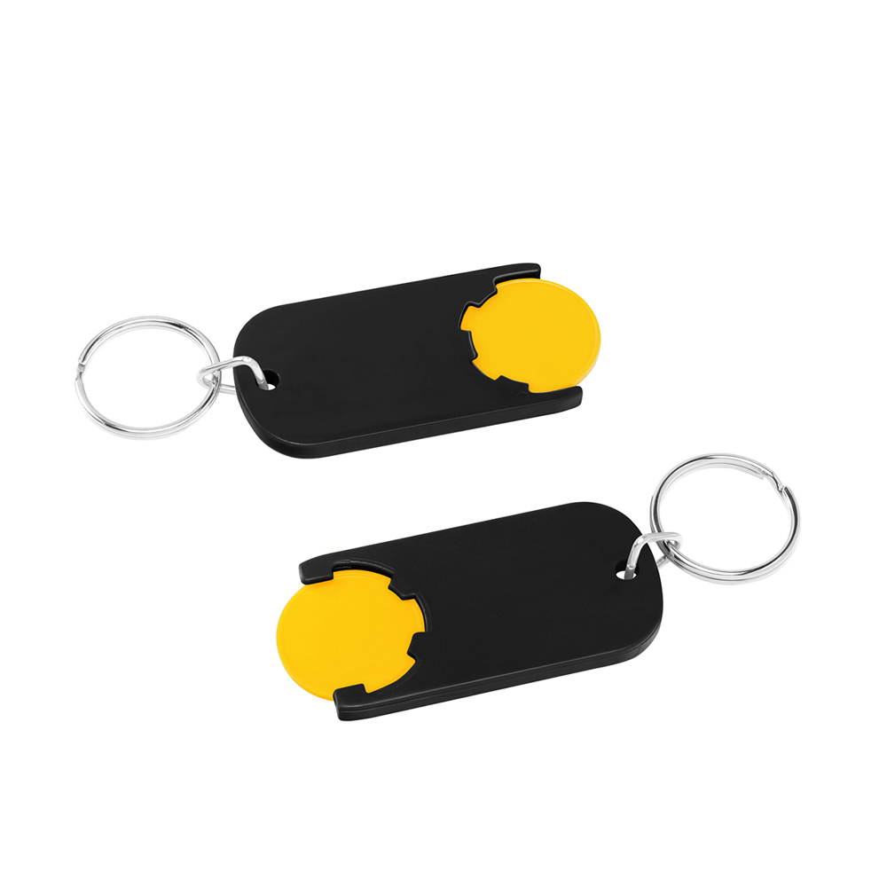 Chiphouder met winkelwagenmuntje 1€ "Alpha" - Geel/Zwart