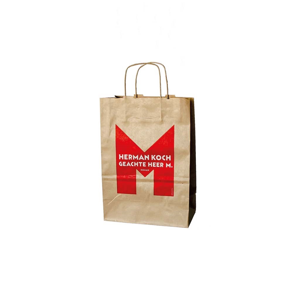 Papieren tas, kraft bruin, 45 x 14 x 49 cm, 100 grams, gerolde handle