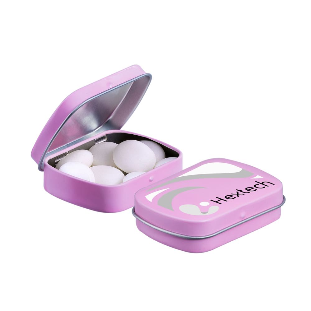 Mini scharnierblikje met Mentos mints - Roze