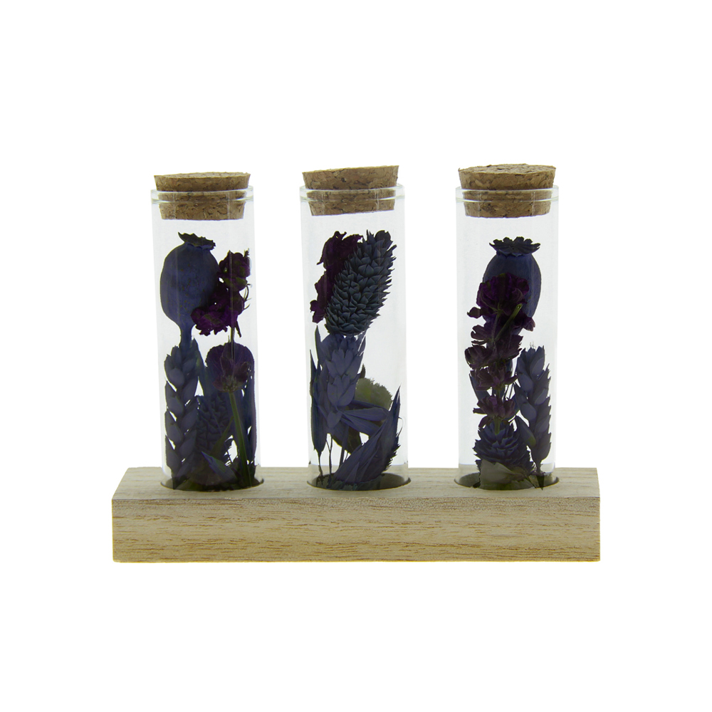 Dried Flowers - Trio tube & wood - donkerblauw