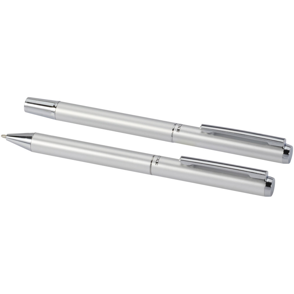 Lucetto cadeauset met balpen en rollerbalpen van gerecycled aluminium (zwarte inkt)