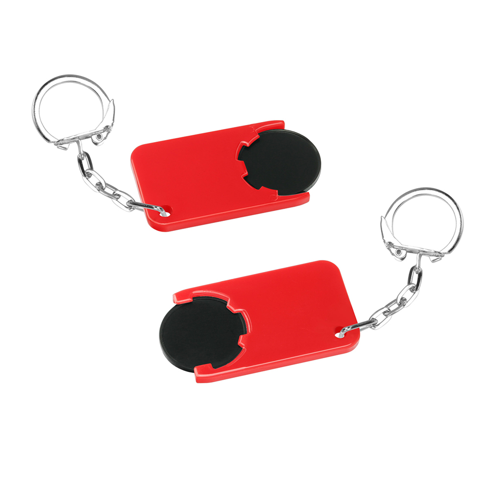 Chiphouder met winkelwagenmuntje 1€ "Beta" - Zwart/Rood