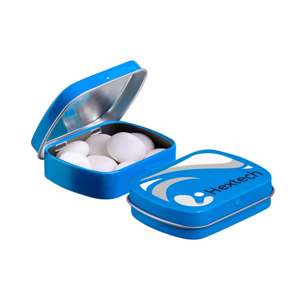 Mini scharnierblikje met Mentos mints - Kobalt