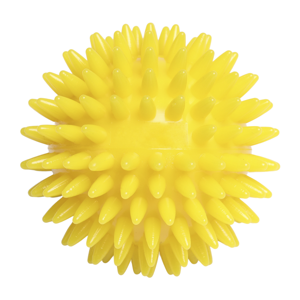 Massagebal / Egelbal met rechthoekig reliëf (78 mm, geel), "Made in Germany"