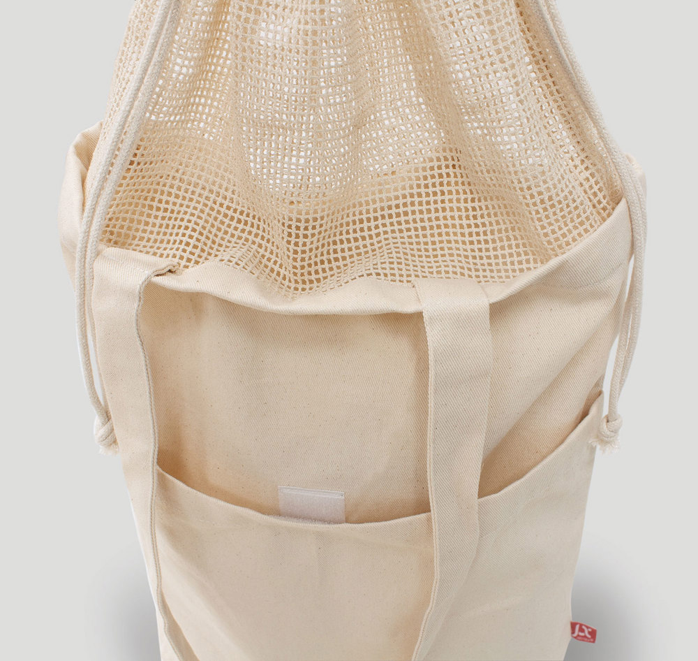 BRISBANE – Canvas tas met netinzet, trekkoordsluiting en lange hengsels