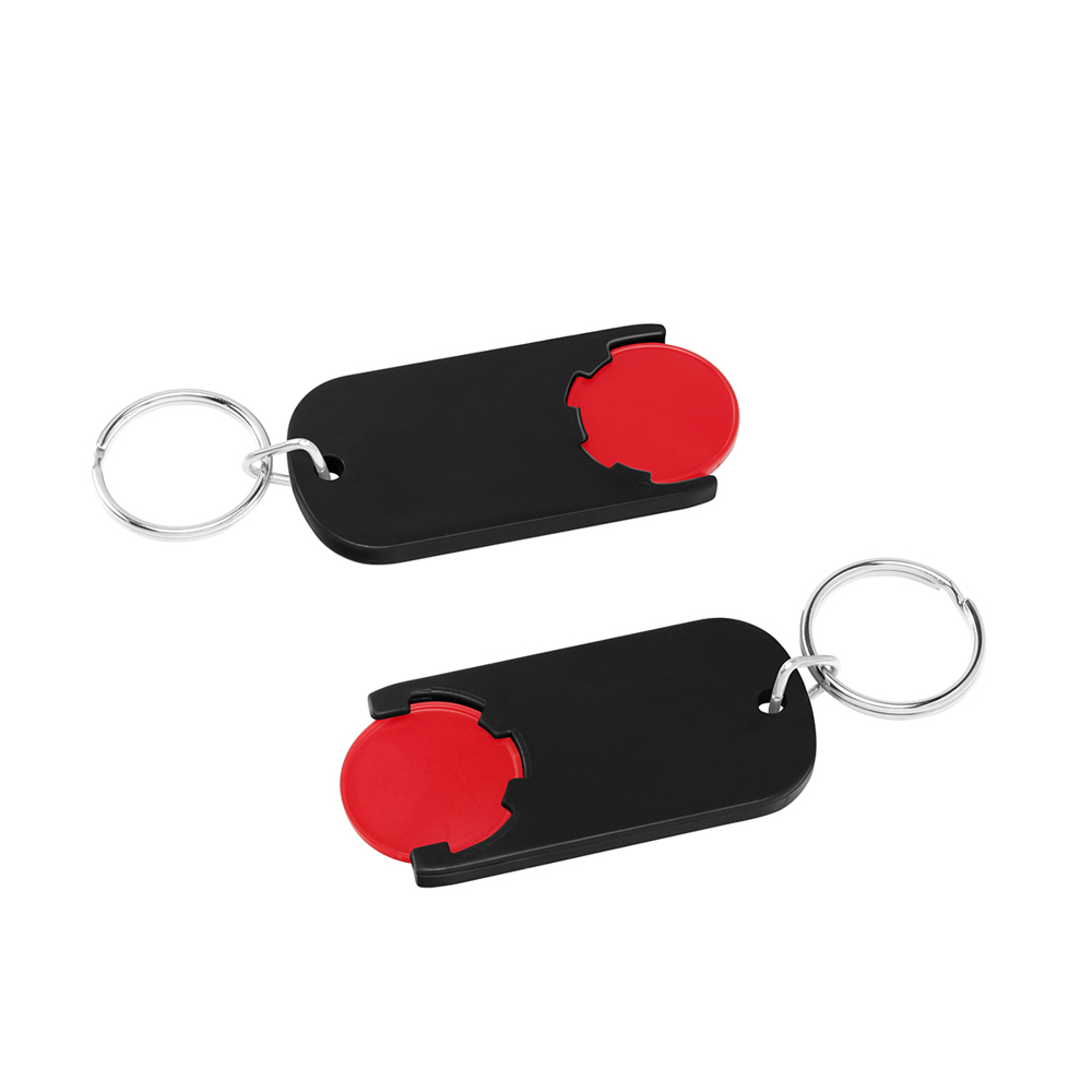 Chiphouder met winkelwagenmuntje 1€ "Alpha" - Rood/Zwart