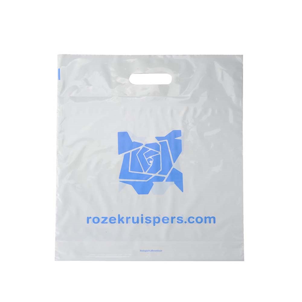 Plastic tas 56 x 45 x 7,5 cm, 48 micron, biologisch afbreekbaar, stanshandvat, 2 zijden