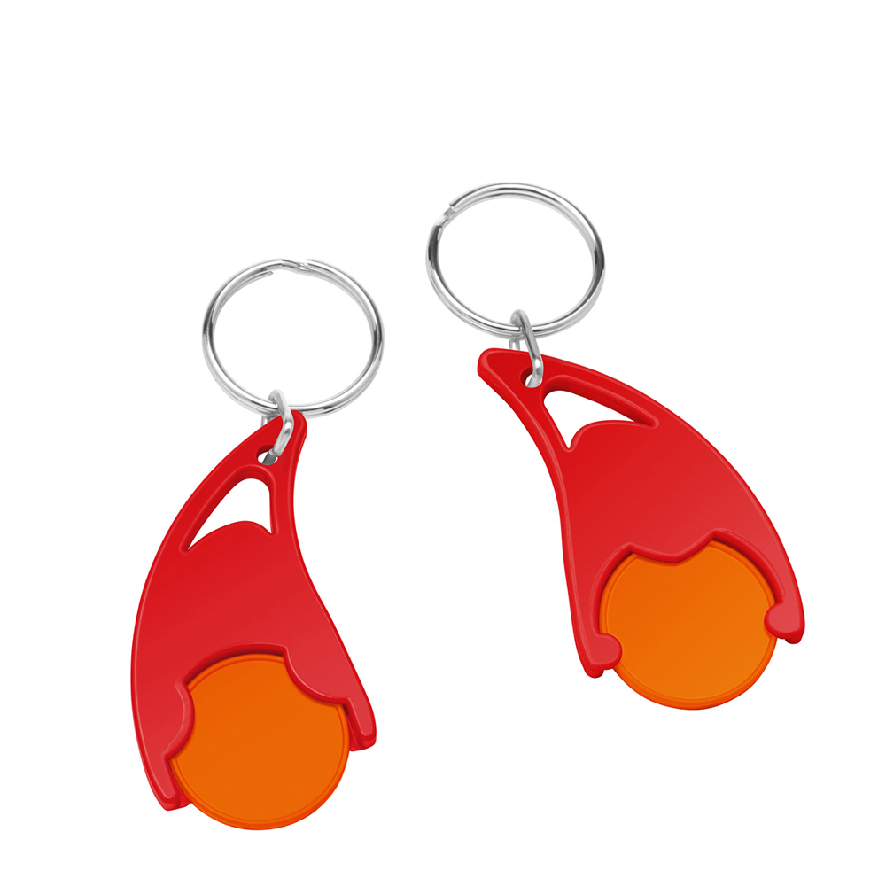 Chiphouder met winkelwagenmuntje 1€ "Epsilon" - oranje/rood