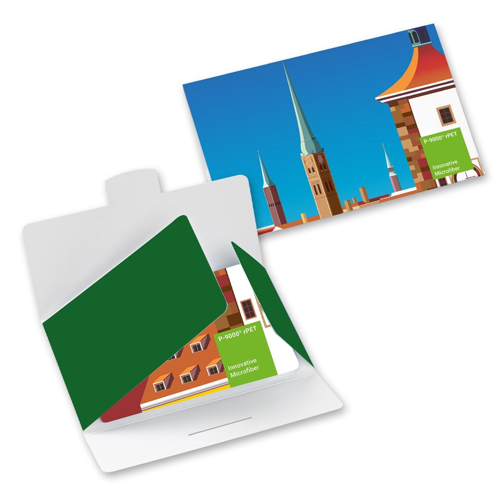 POLYCLEAN rPET displaydoekje 20x20 cm in papieren etui, all-inclusive-pakket