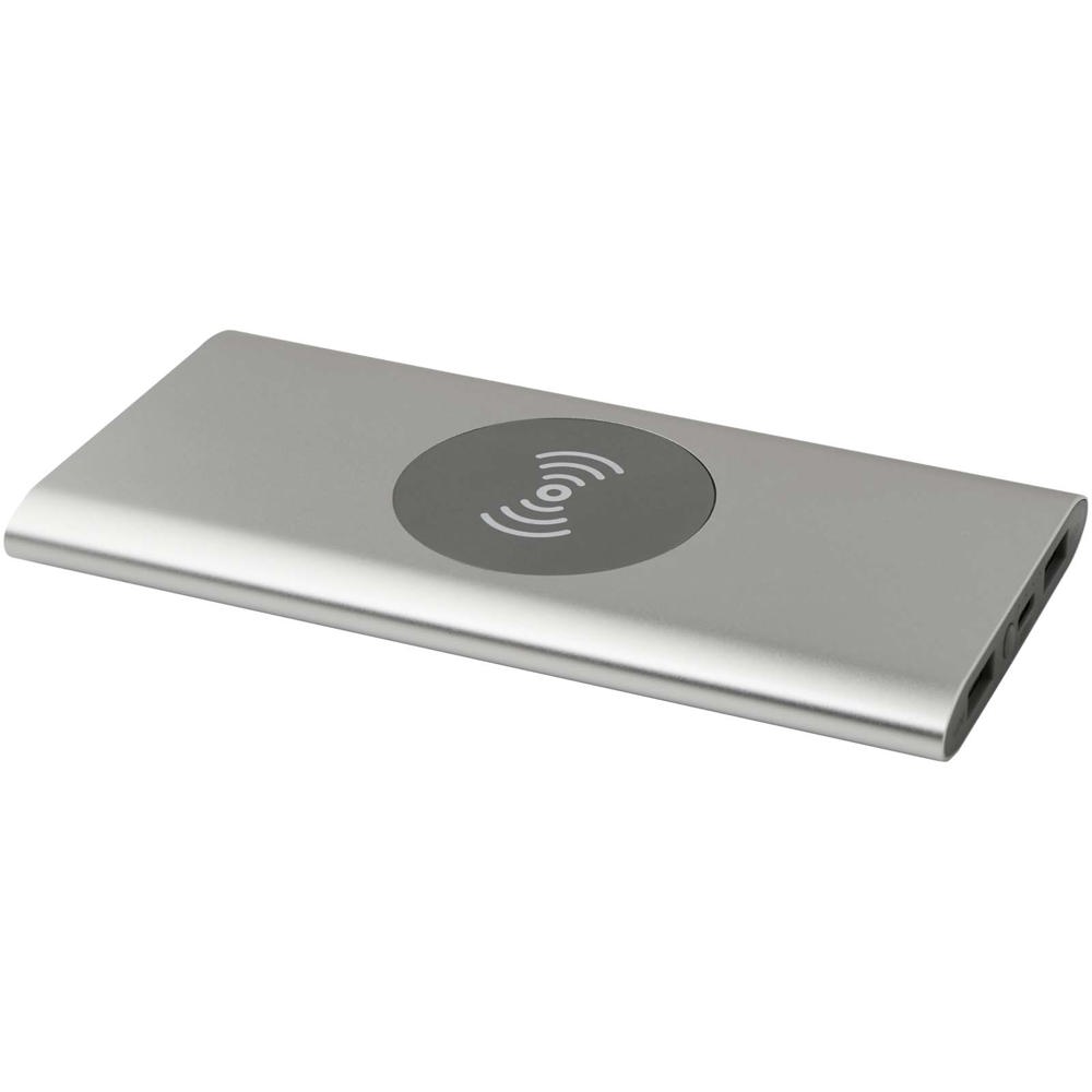 Juice type-C draadloze powerbank van 8000 mAh van gerecycled aluminium - zilver