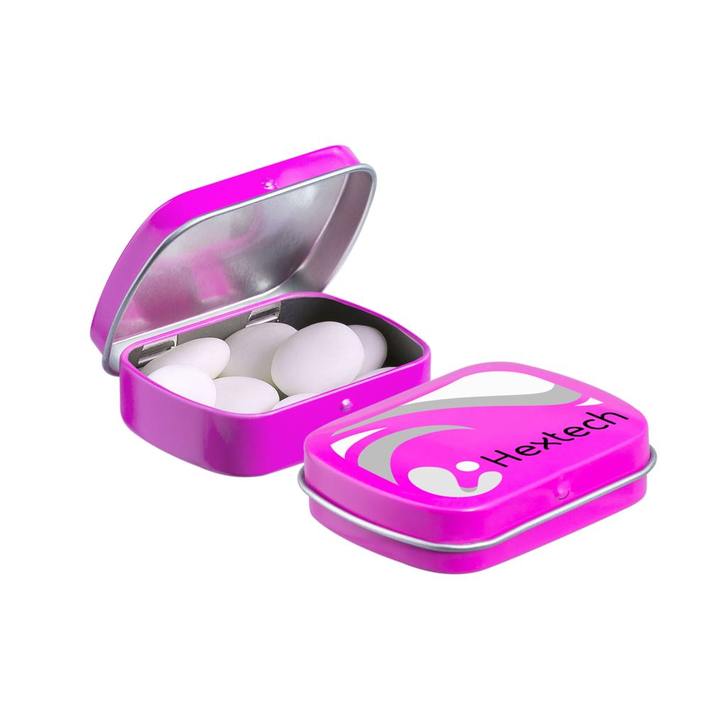 Mini scharnierblikje met Mentos mints - Fuchsia