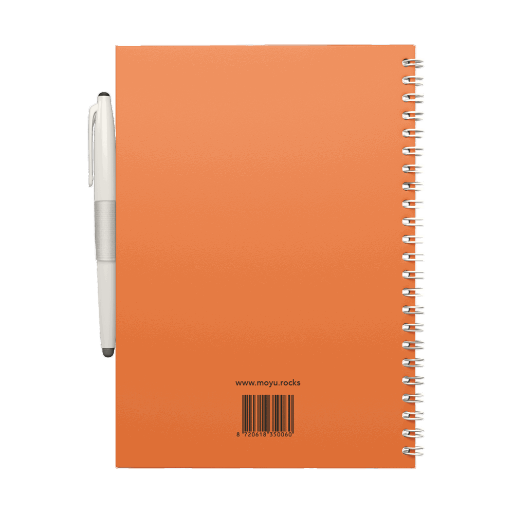 MOYU Uitwisbaar Steenpapier Notitieboek A5 Premium – 40 Pagina’s, Sunset Orange, Lijnen