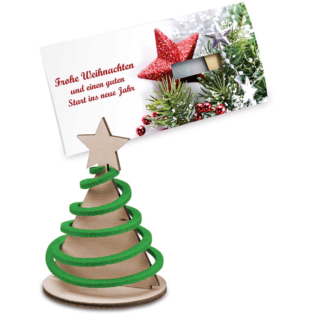 Kerstkaart steekfiguren vilt-houten - individueel
