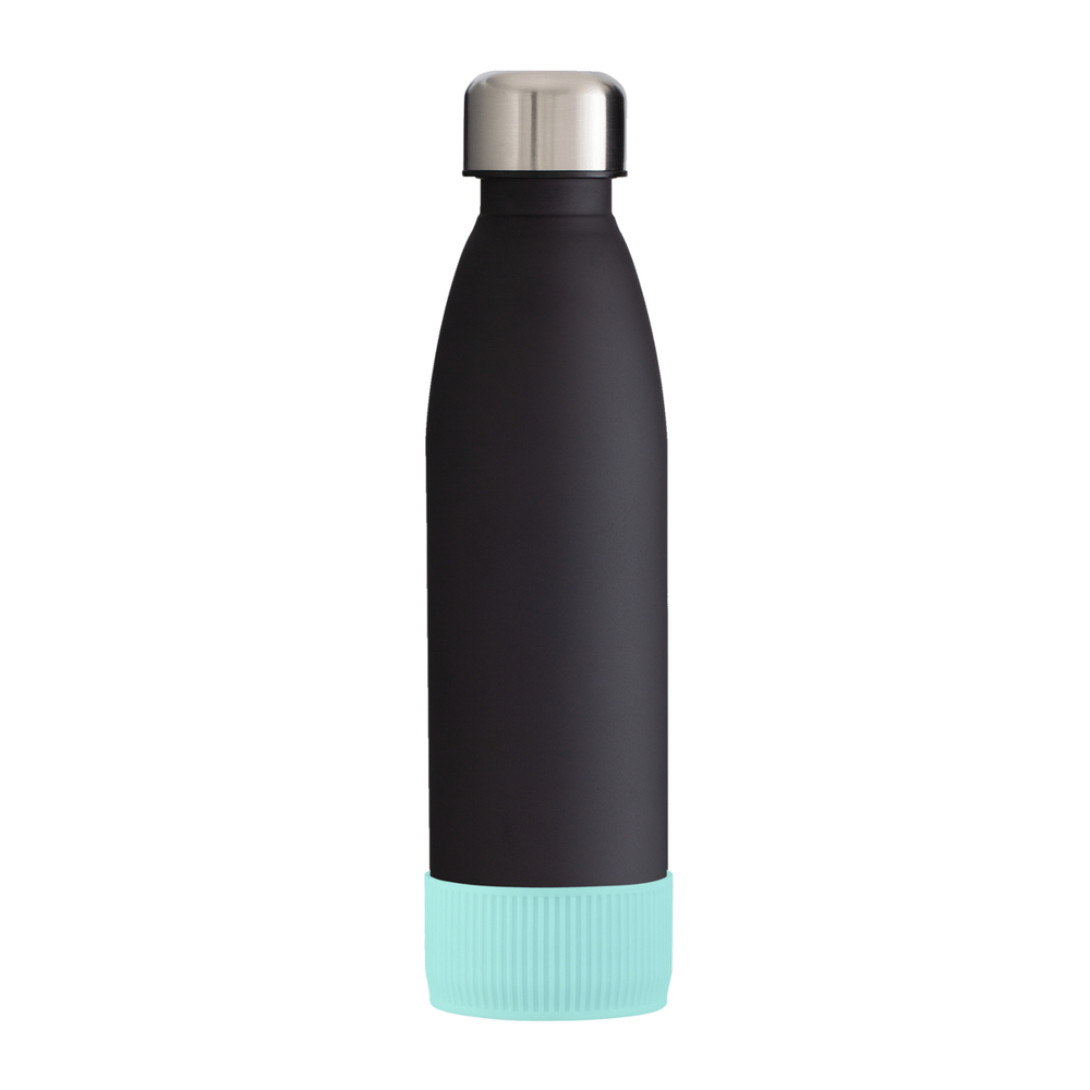Fles GLASS - lichtblauw, zwart