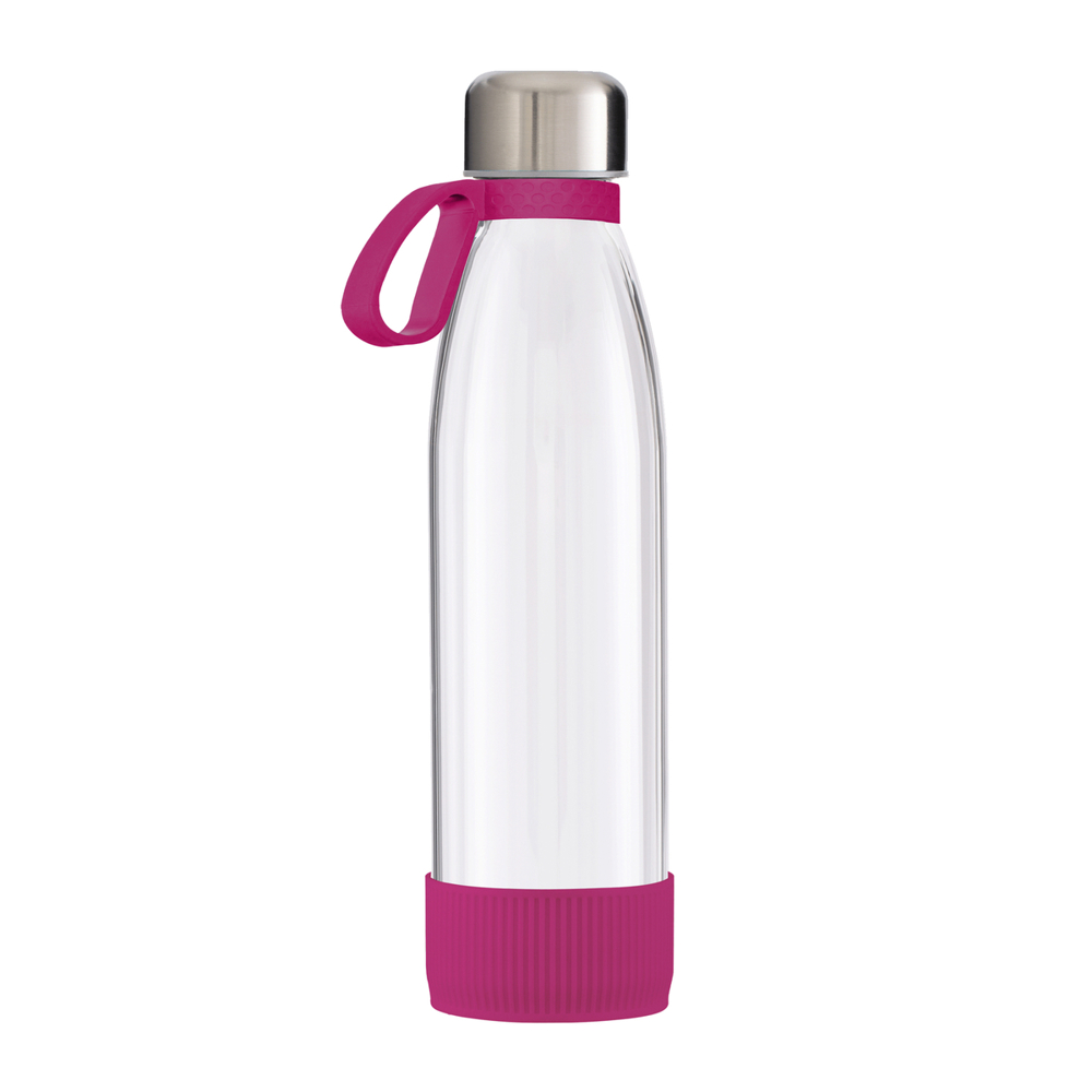 Fles GLASS - magenta, zilver, transparant