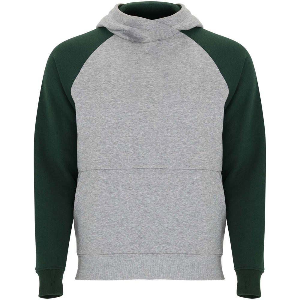 Badet 280 g/m² tweekleurige kinderhoodie - Gemêleerd grijs, Flessengroen