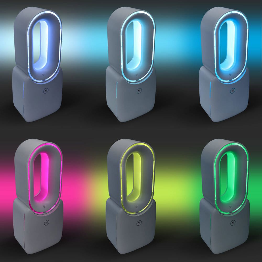inSide Out Bladeless Soft Wind Fan Brislux met LED-verlichting 