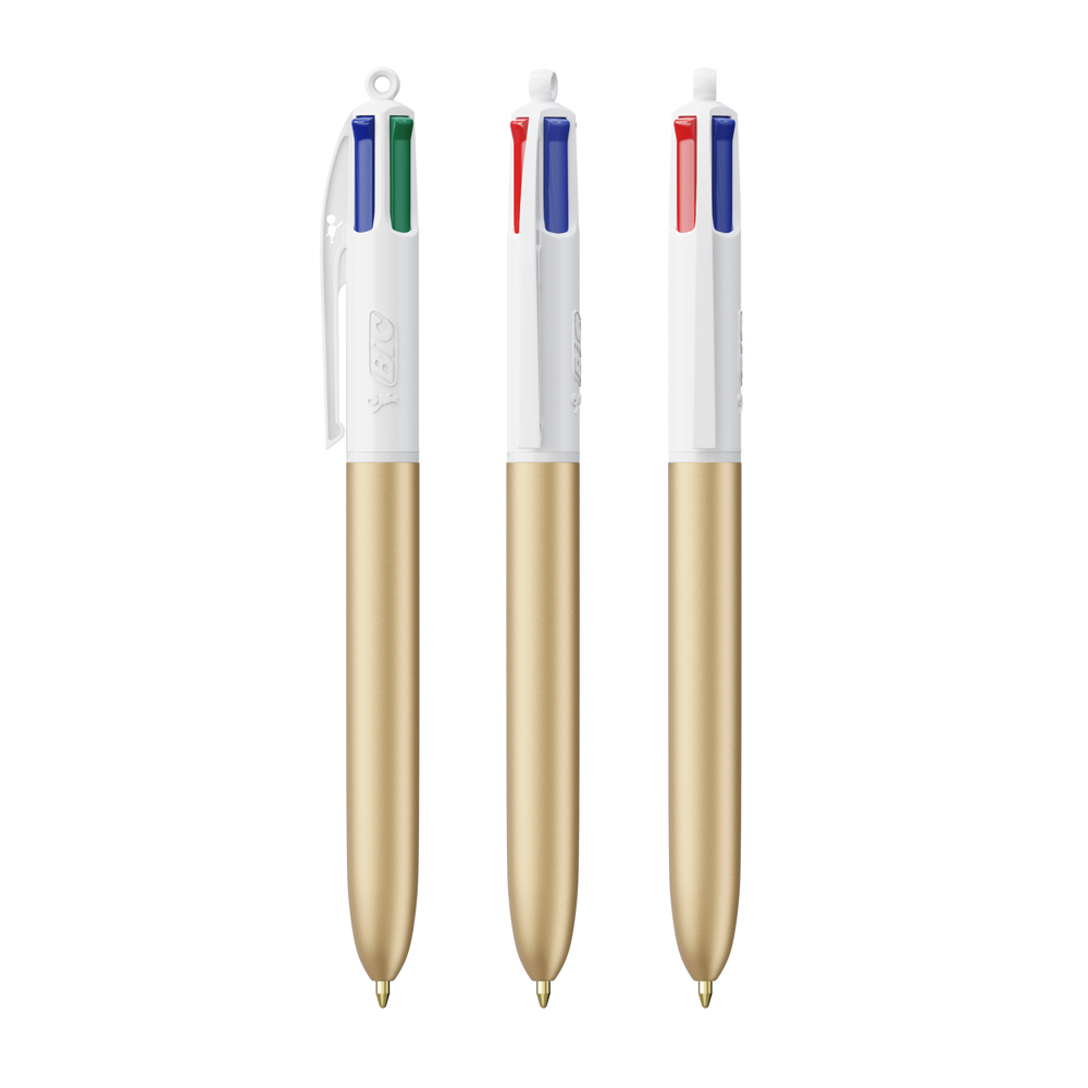 BIC® 4 Colours Glacé with Lanyard - Gold Glacé - Wit