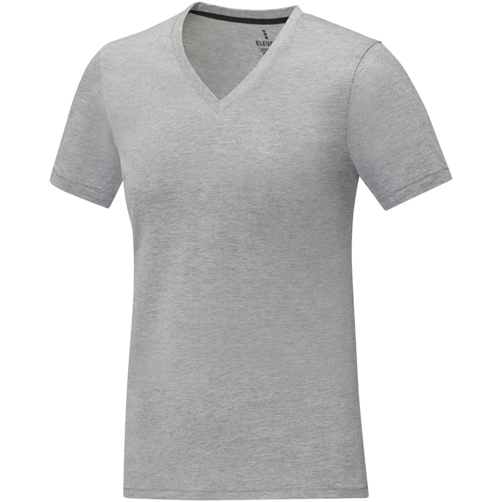 Somoto Dames T-shirt met V-hals en korte mouwen - Gemêleerd grijs