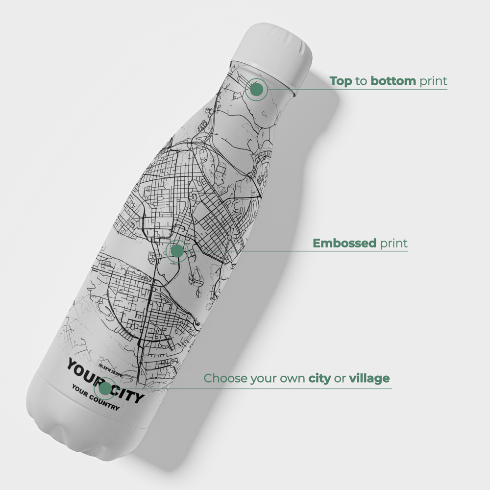 Thermosfles / Drinkfles x Jouw Stad - Wit - 500 ml