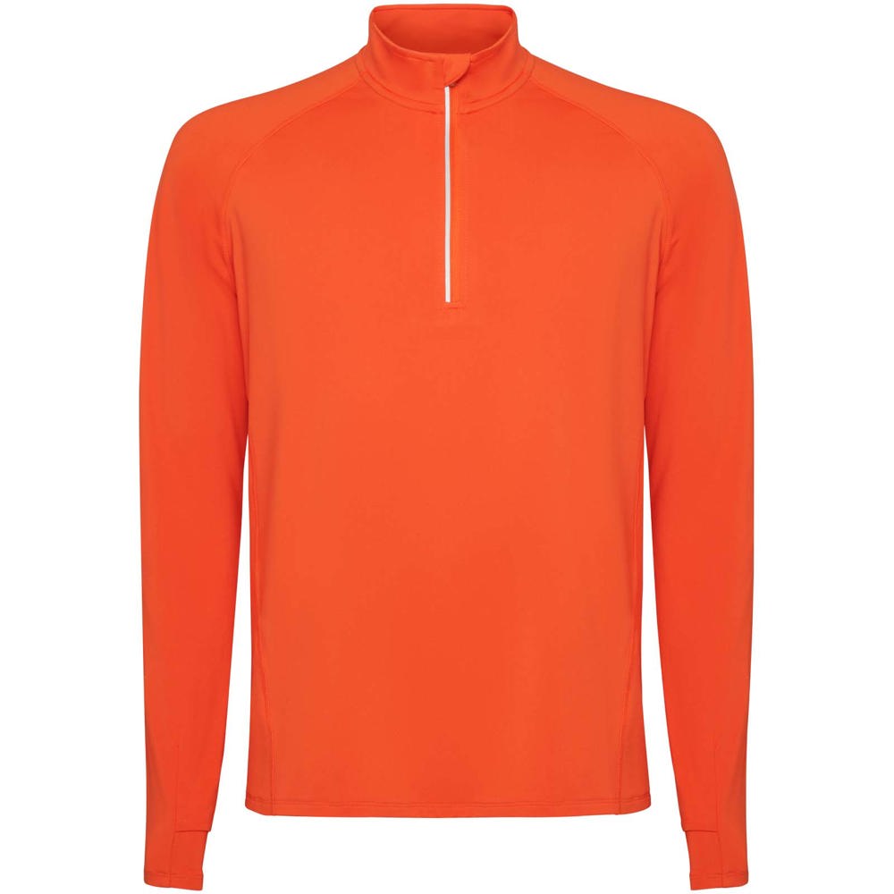 Estambul 200 g/m² herensweater met lange mouwen en halve rits - Vuur oranje