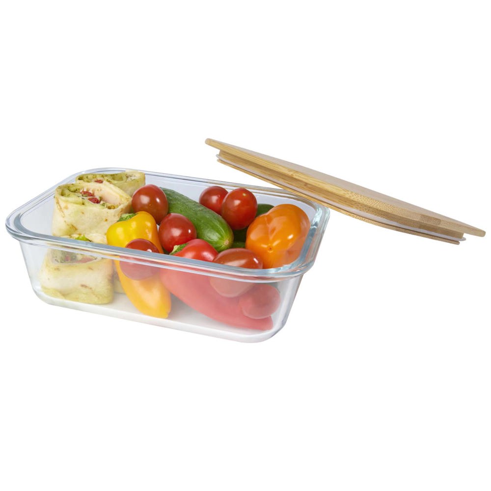 Roby 1000 ml glazen lunchbox met bamboe deksel