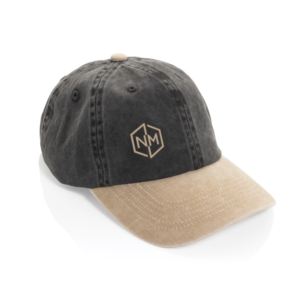 BEAU AWARE™ Washed 6 panel 270gsm cotton twill two tone cap