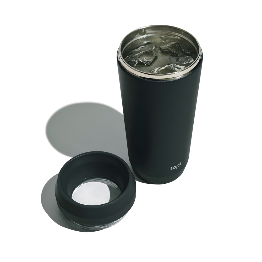Topl Recycled RVS To Go beker gepatenteerd 360 Lid 354ml