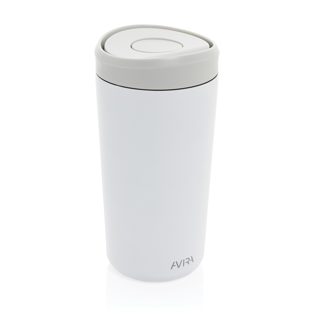 Avira Alix RCS recycled staal klik beker 400ML - wit (± PMS White)
