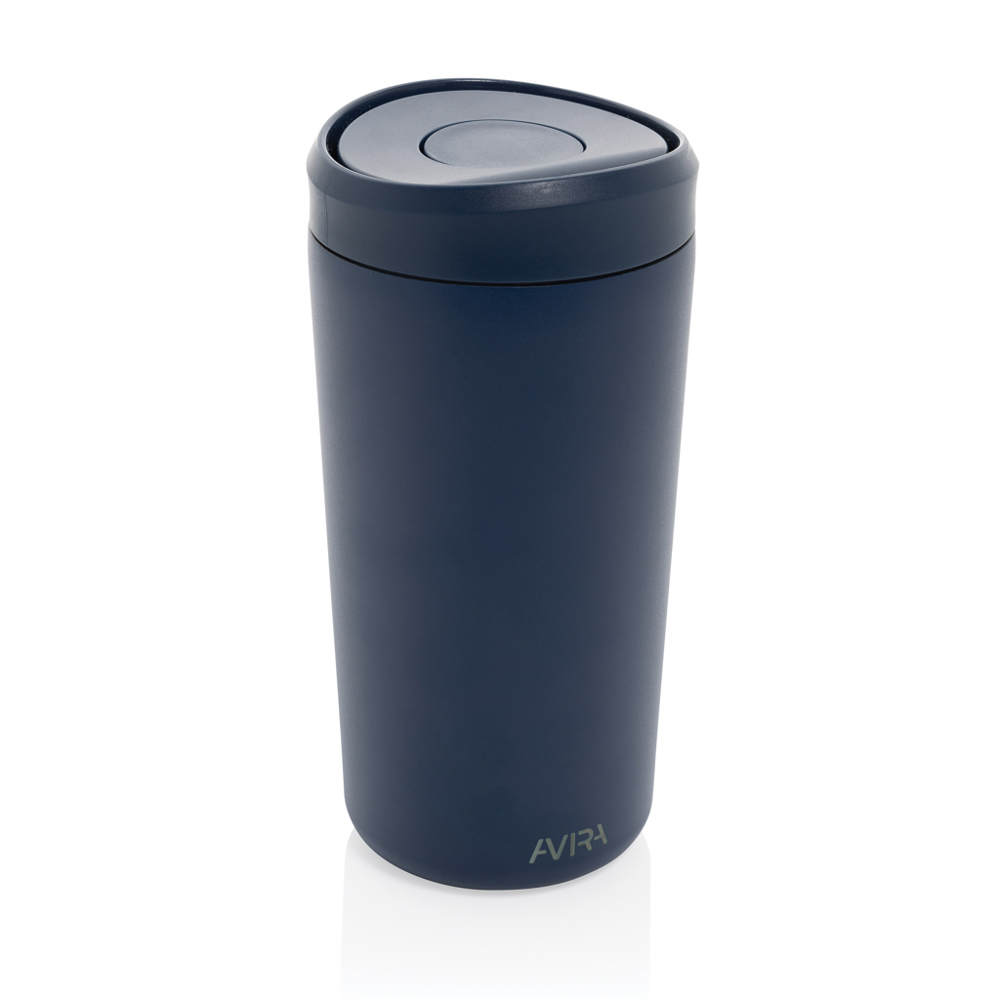Avira Alix RCS recycled staal klik beker 400ML - donkerblauw (± PMS 2767C)