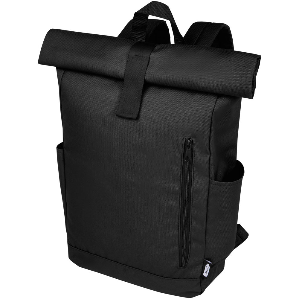 Byron 15,6" rugzak van GRS RPET met opgerolde bovenkant 18 L - Zwart