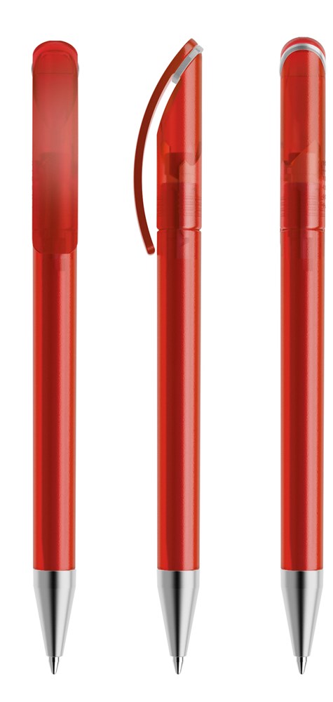 Prodir DS3TFS Frosted with Satin Metal Nose-Cone - Red frosted