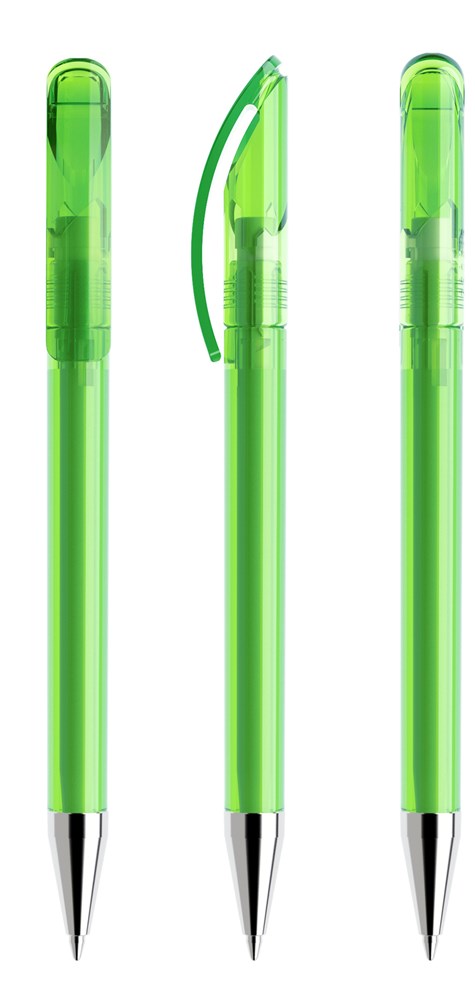 Prodir DS3TTC Transparent with Chrome Metal Nose-Cone - Light Green transparant