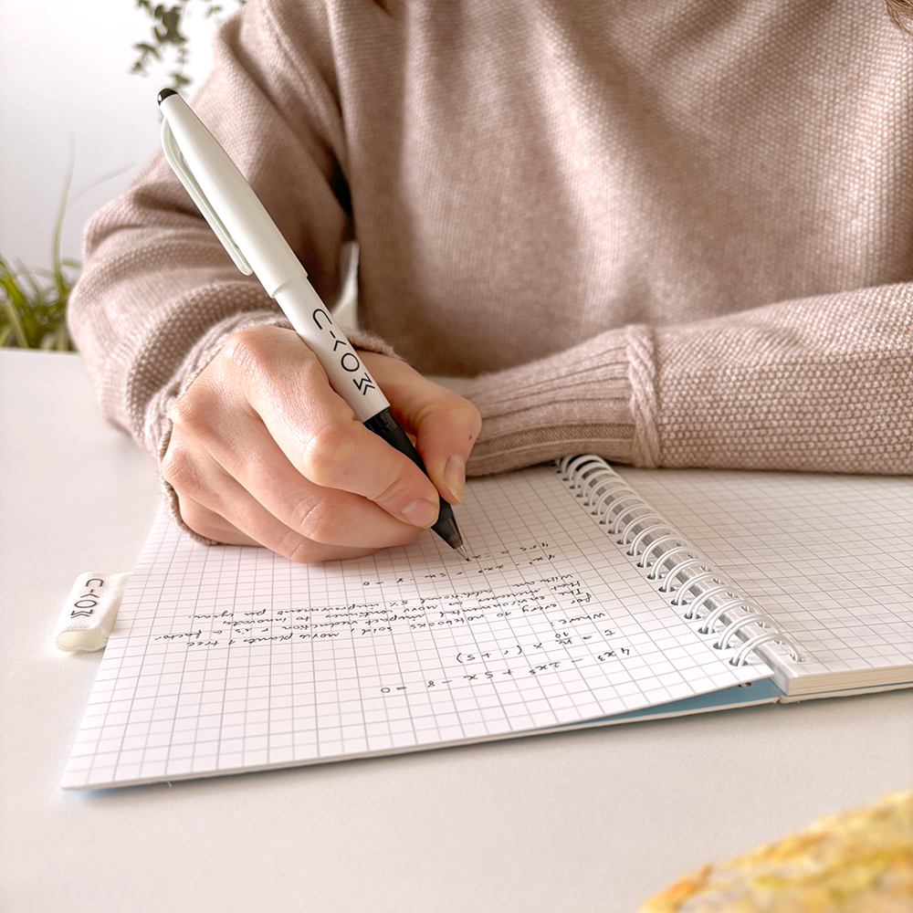 MOYU Uitwisbaar Steenpapier Notitieboek A5 Hardcover – 40 Pagina’s, Sunset Orange, Ruitjes