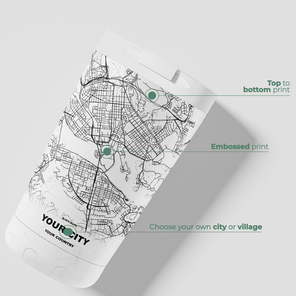 Thermosbeker / Koffiebeker x Jouw Stad -  Wit - 350 ml