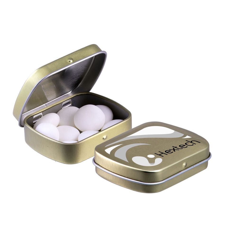 Mini scharnierblikje met Mentos mints - Goud