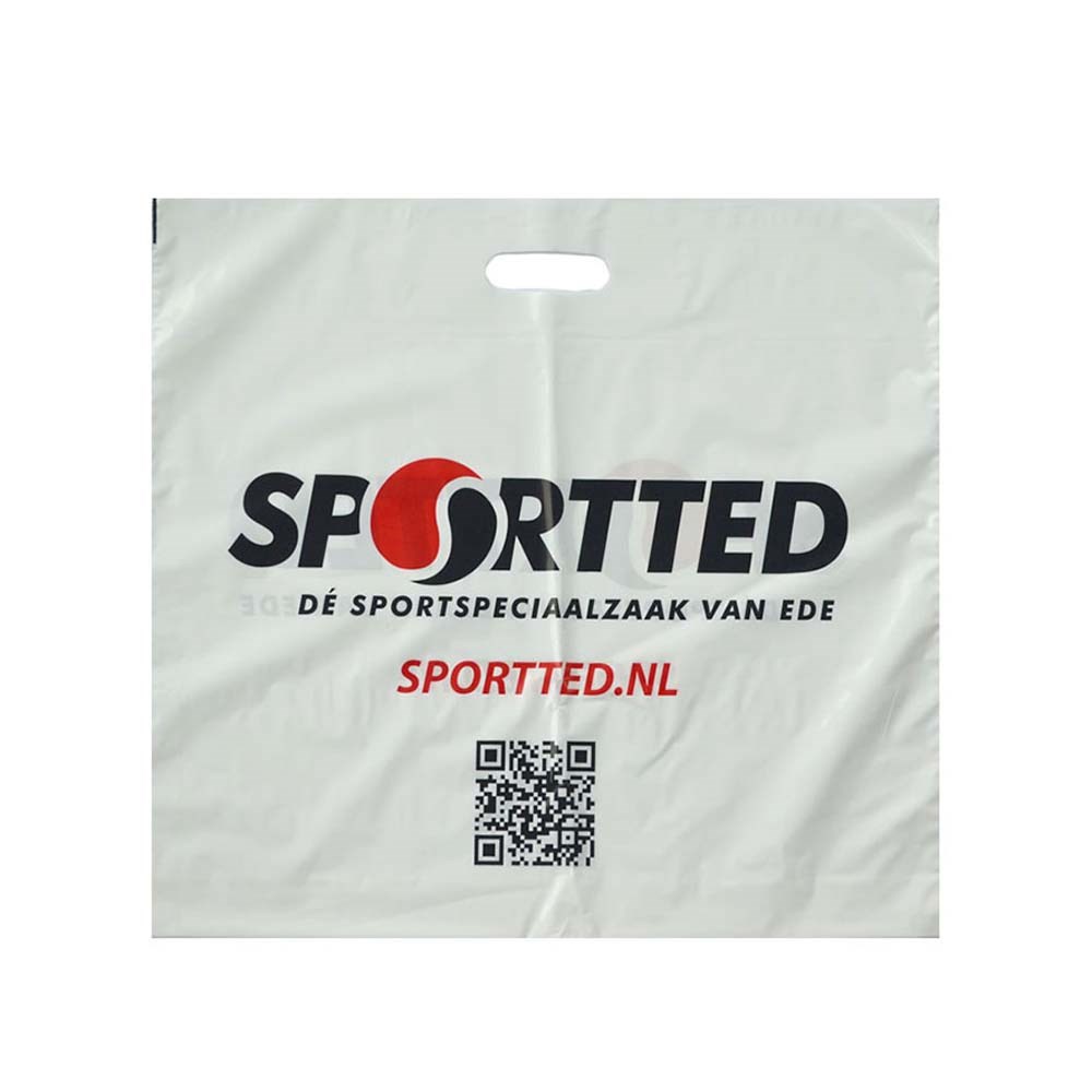 Plastic tas, 50 x 45 x 7,5 cm, 48 micron, ldpe, stanshandvat, 1 zijde