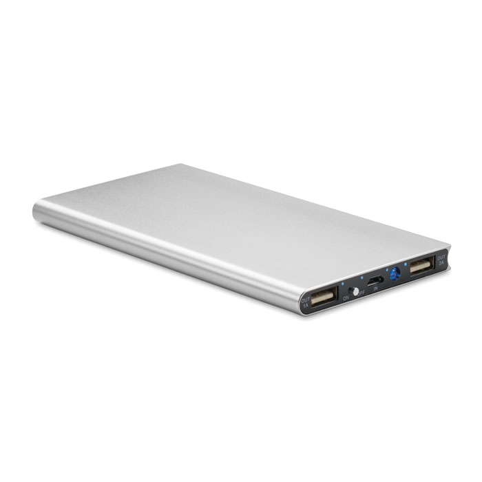 POWERFLAT8 - PowerBank 8000 mAh - Mat Zilver
