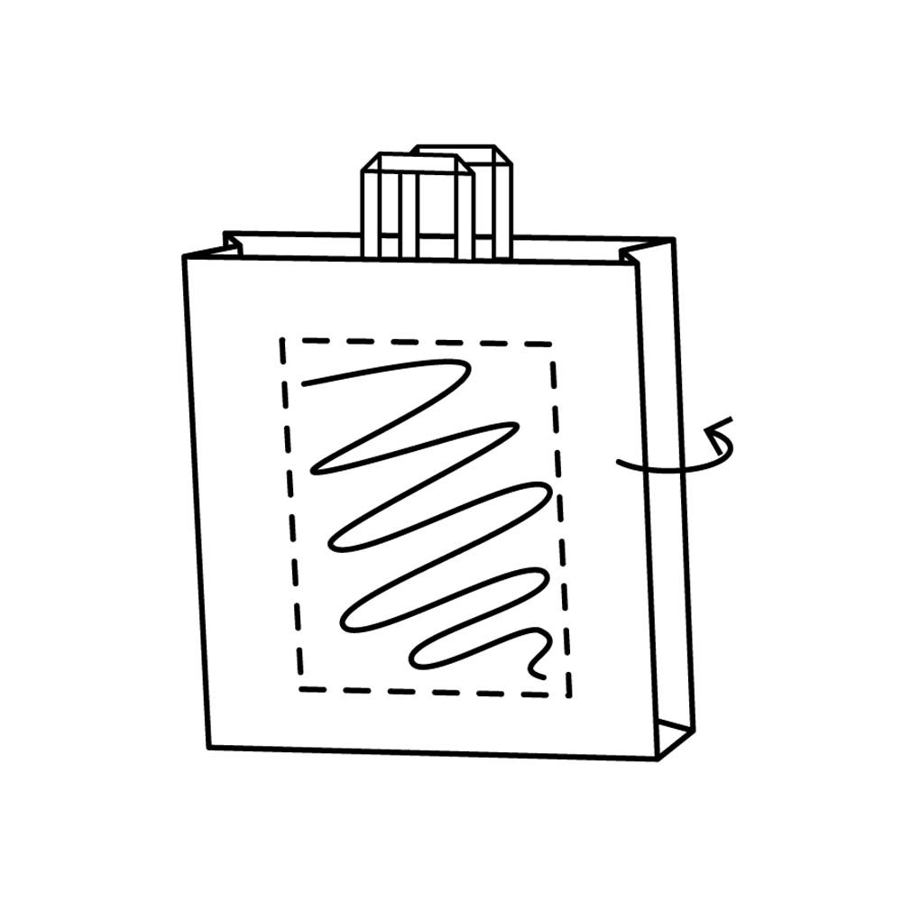 Draagtas papier, 22 x 11 x 24,5 cm, kraft wit, 2 zijden, 80 grams, platte handle